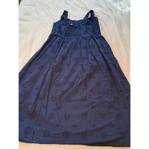 J.Crew Eyelet Midi Dress Antique Navy Blue Sleeveless CI223 Size 16 NWT - Picture 5 of 10